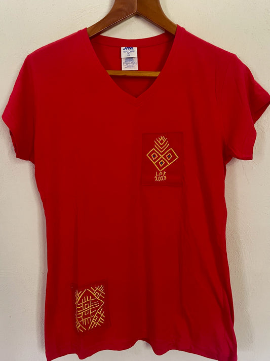 Camiseta para Dama manga corta (azul, negra o roja)