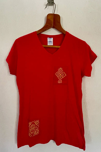 Camiseta para Dama manga corta (azul, negra o roja)