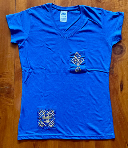 Camiseta para Dama manga corta (azul, negra o roja)